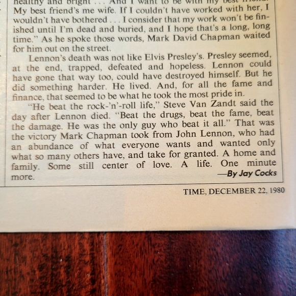 Copy Vtg 1980 John Lennon Time Magazine When the Music Died December 22, 1980 - Picture 14 of 14